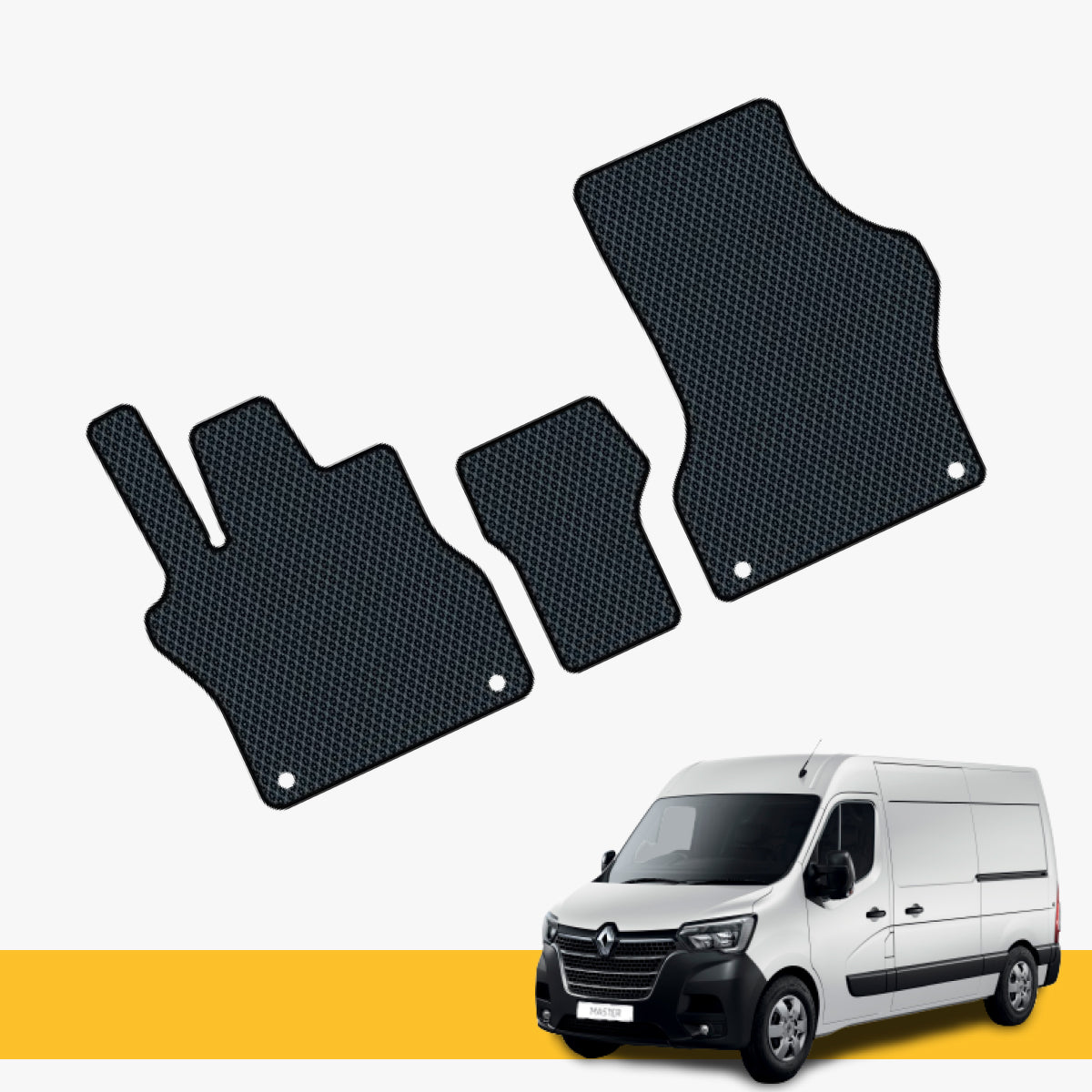 Custom-made EVA floor mats for Renault Master's front set by Prime EVA.