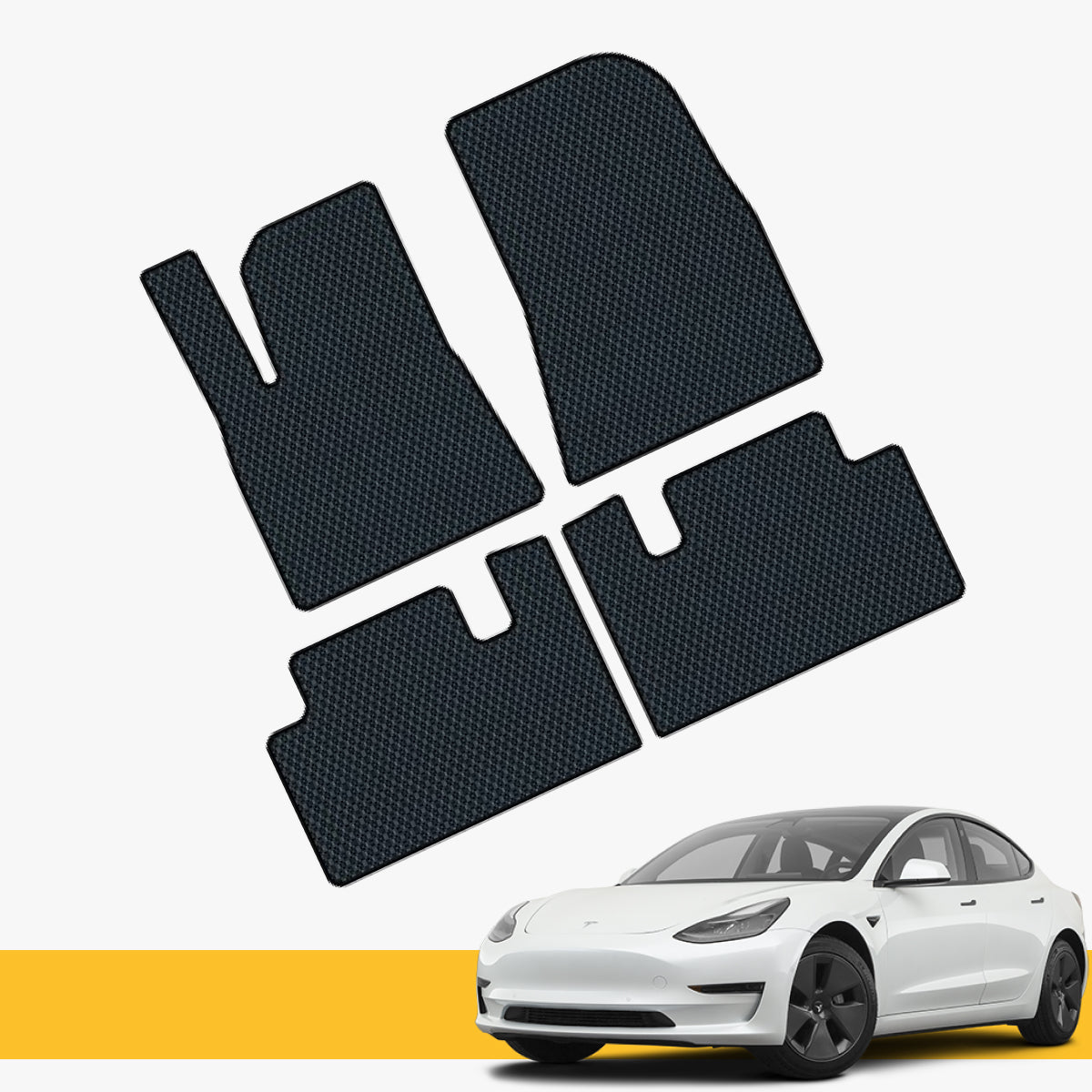 Full set of Prime EVA custom car floor mats for Tesla Model 3.
