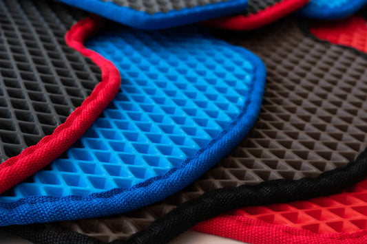 Black, blue and red EVA car mats