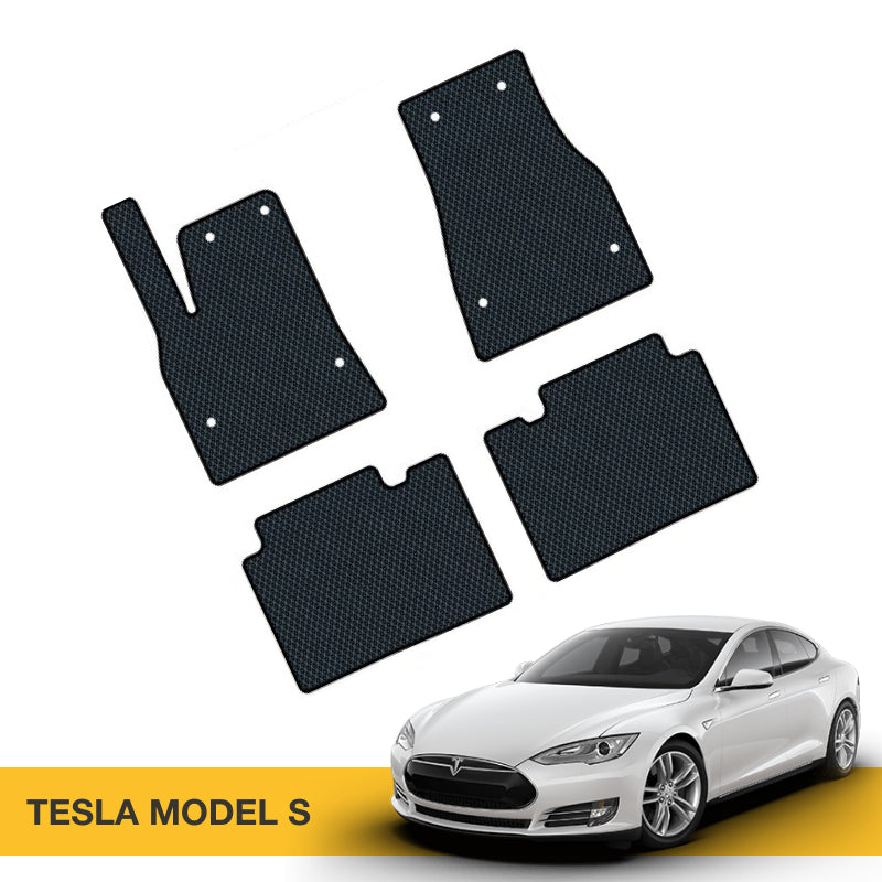 Pilns Tesla Model S auto paklājiņu komplekts, kas izgatavots no EVA materiāla Prime EVA.