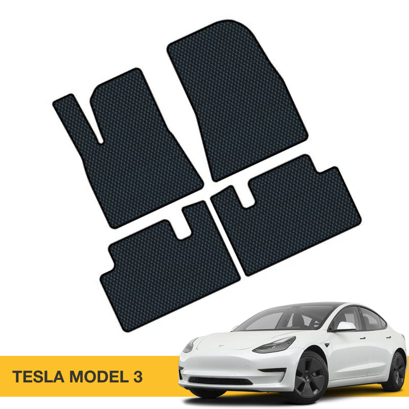 Full set of Prime EVA custom car floor mats for Tesla Model 3.