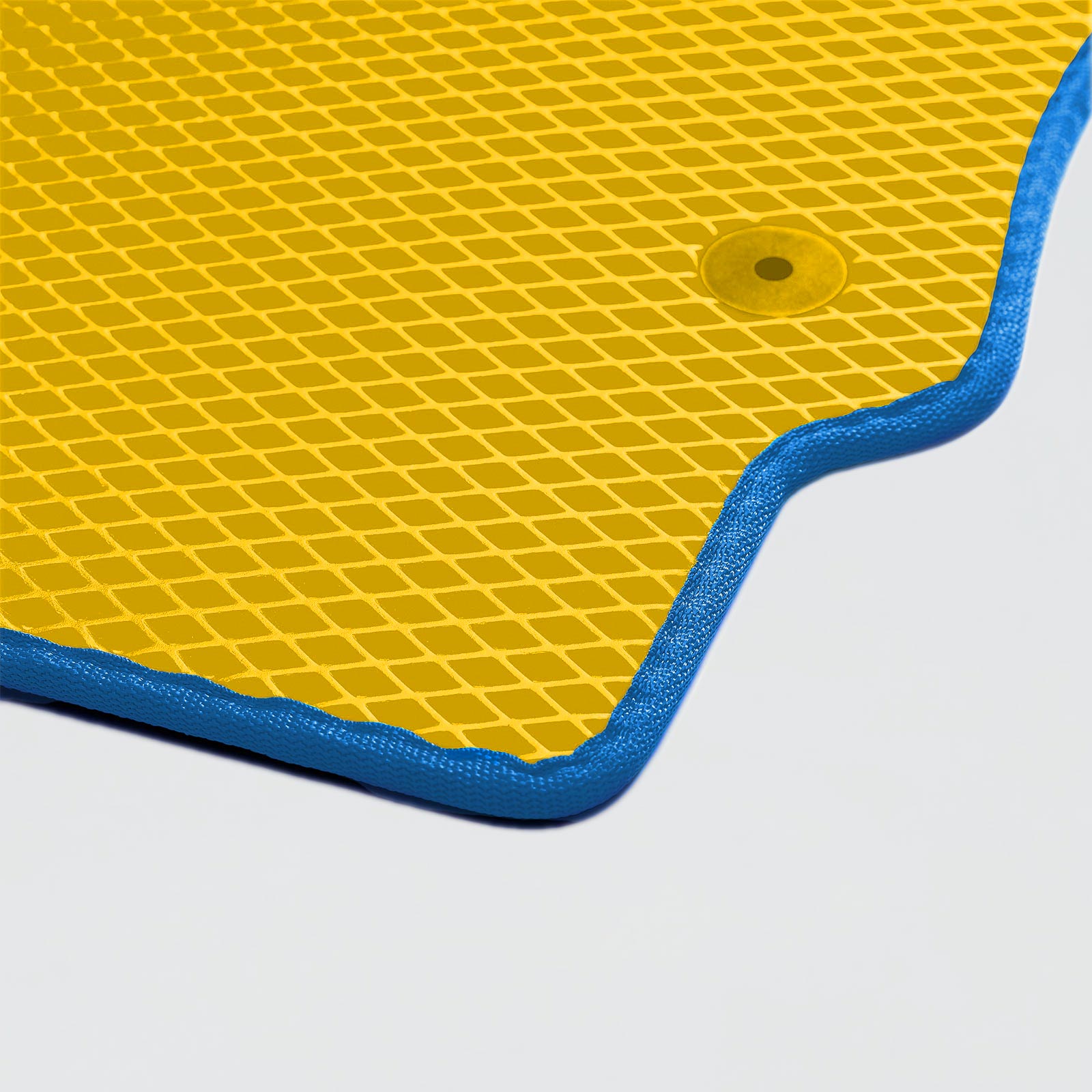 Bright yellow textured surface with blue border and suction cup.
